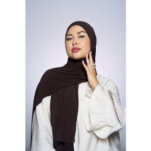 Premium Jersey Hijab Fin -   Coffee Brown