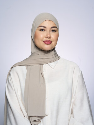 Premium Jersey Hijab Fin -  Dark Almond