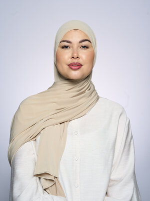 Premium Jersey Hijab Fin -  Almond