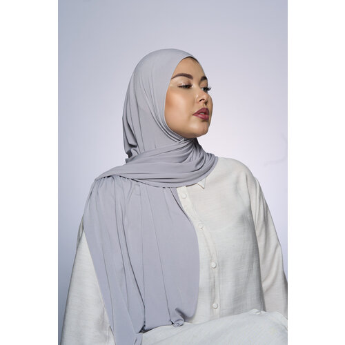 Premium Jersey Hijab Fin -  Silver Mist
