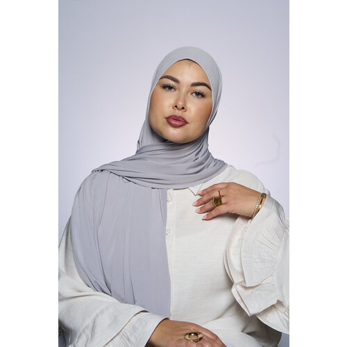Premium Jersey Hijab Fin -  Silver Mist