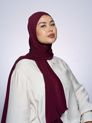 Premium Jersey Hijab Fin - Port Pomegranate