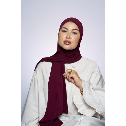 Premium Jersey Hijab Fin - Port Pomegranate