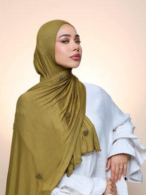 Jersey Hijab Zaya Olive Green Jersey Hijab Zaya Olive Green