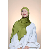 Hijab Premium Satin  Mae Olive Green