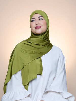 Hijab Premium Satin  Mae Olive Green Hijab Premium Satin  Mae Olive Green