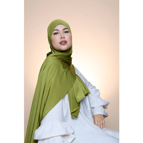 Hijab Premium Satin  Mae Olive Green