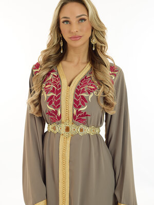 Caftan Oumaima Nude Pomegrante