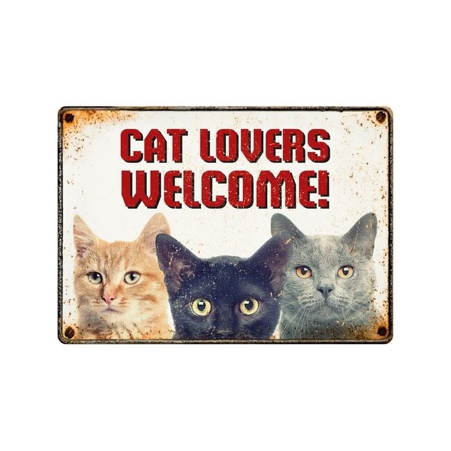 Cat Lovers Welcome! - Metalen Bordje
