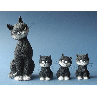 Parastone Dubout - L' Alignement - Mother with 3 Kittens, Sculpture Set 11.5 cm and 4.5 cm