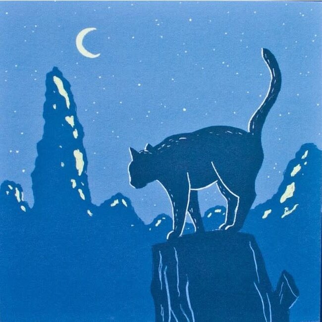 Katja Rub - Cat Blue Summernight, Postcard 14.8 x 14.8 cm