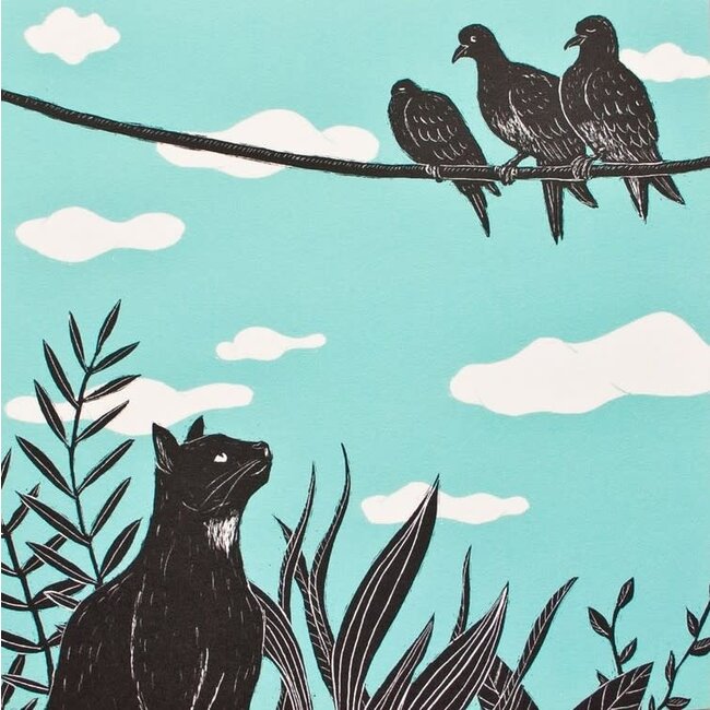 Katja Rub - Cat and Pigeons, Postcard 14.8 x 14.8 cm