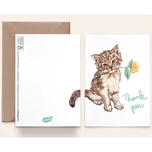 Thank You Cat - Dubbele Kaart met Enveloppe