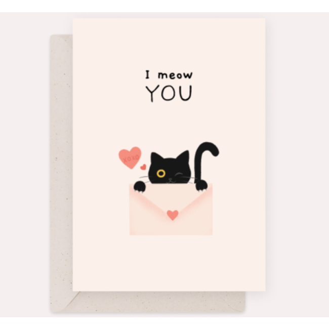 Cat Post, I Meow You - Double Card with Envelope