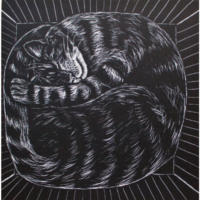 Katja Rub - Opgerolde Kat, Ansichtkaart 14,8 x 14,8 cm