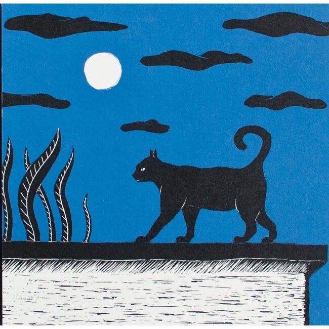 Katja Rub - Kat bij Volle Maan, Ansichtkaart 14,8 x 14,8 cm