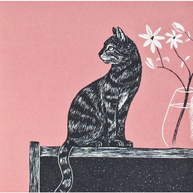 Katja Rub - Cat with Vase, Postcard 14.8 x 14.8 cm