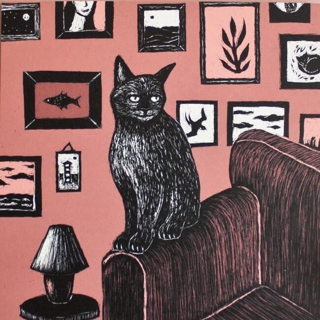 Katja Rub - Cat and Picturewall, Postcard 14.8 x 14.8 cm