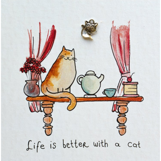 Life is Better with a Cat - Double Card with Envelope