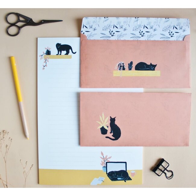 Katja Rub - Briefpapier Set, Kat op Laptop