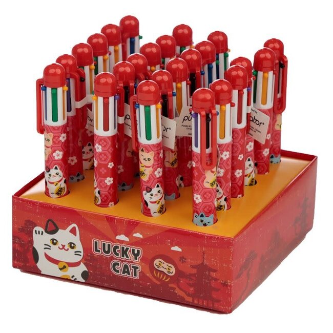 Gelukskat  Maneki Neko - 6 Kleuren Pen