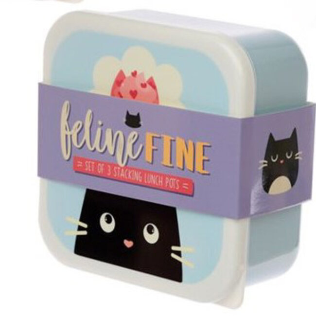Puckator Feline Fine - Lunch Boxjes Katten, Set van 3
