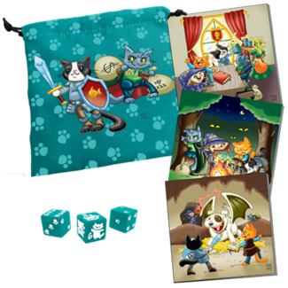 Kitten Adventurers - Dobbelstenen Zakje met Notitieboekjes & 3 'Kitten Dobbelstenen'