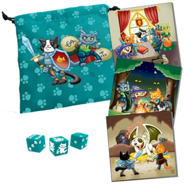 Kitten Adventurers - Dobbelstenen Zakje met Notitieboekjes & 3 'Kitten Dobbelstenen'