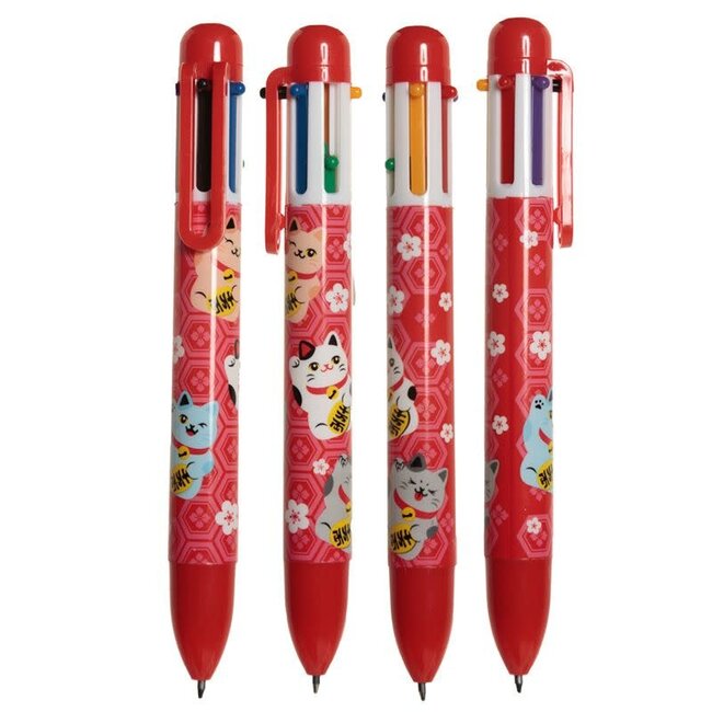 Lucky Cat Maneki Neko - 6 Colour Pen