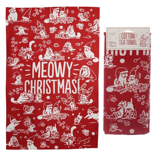 Simon's Cat - Meowy Christmas! Tea Towel