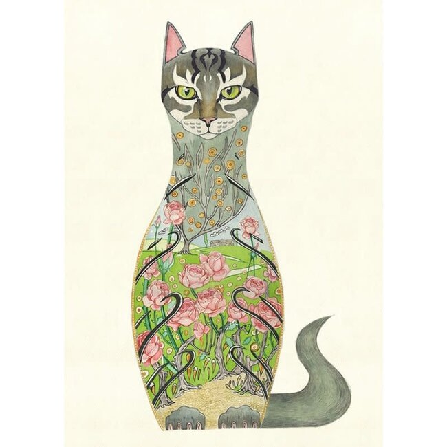 Daniel Mackie - Cat in a Rosegarden, Dubbele Kaart met Enveloppe
