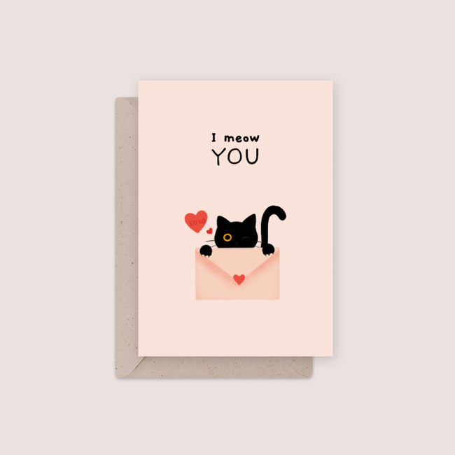 Cat Post, I Meow You - Dubbele Kaart met Enveloppe