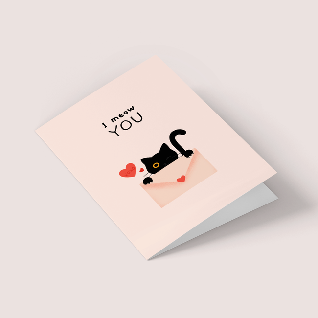 Cat Post, I Meow You - Dubbele Kaart met Enveloppe