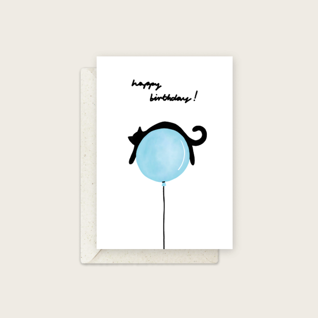 Happy Birthday Ballon - Dubbele Kaart met Enveloppe