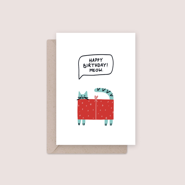Happy Birthday Meow - Double Card with Envelope