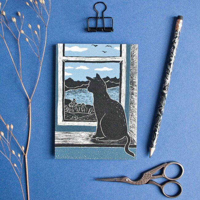 Katja Rub - Kat bij het Raam, Ansichtkaart 14,8 x 10,5 cm