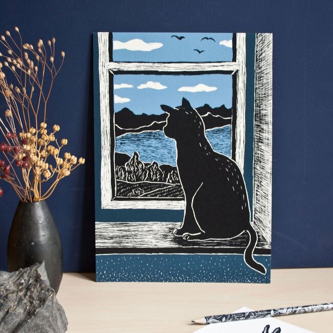 Katja Rub - Cat by the Window, A4 Poster