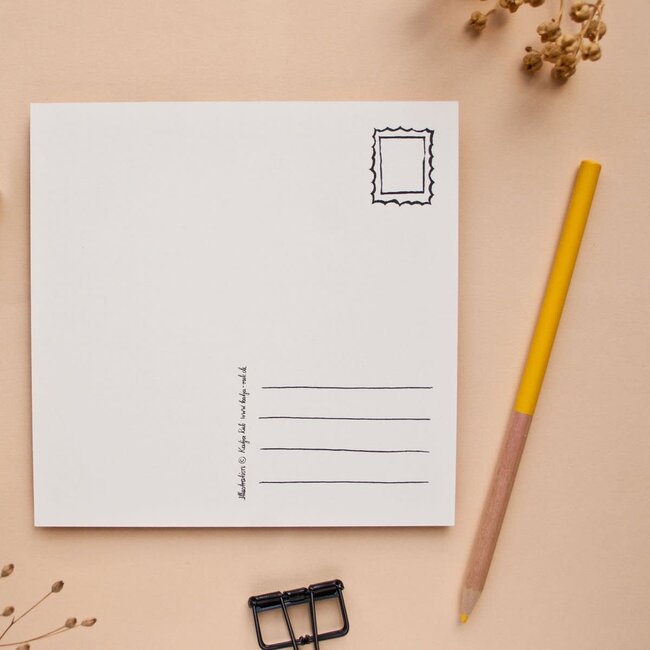 Katja Rub - Kat op Deken, Ansichtkaart 14,8 x 14,8 cm