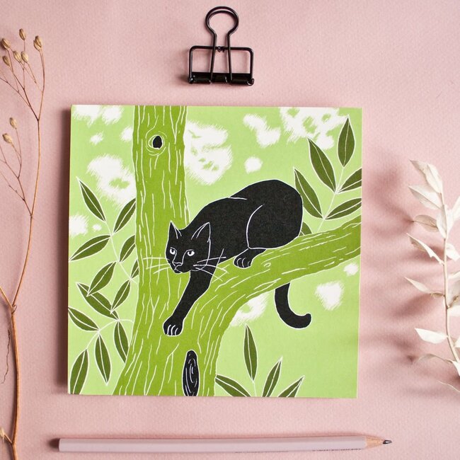 Katja Rub - Cat in the Tree, Postcard 14.8 x 14.8 cm