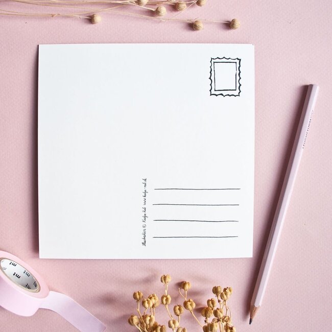 Katja Rub - Roze Kat, Ansichtkaart 14,8 x 14,8 cm