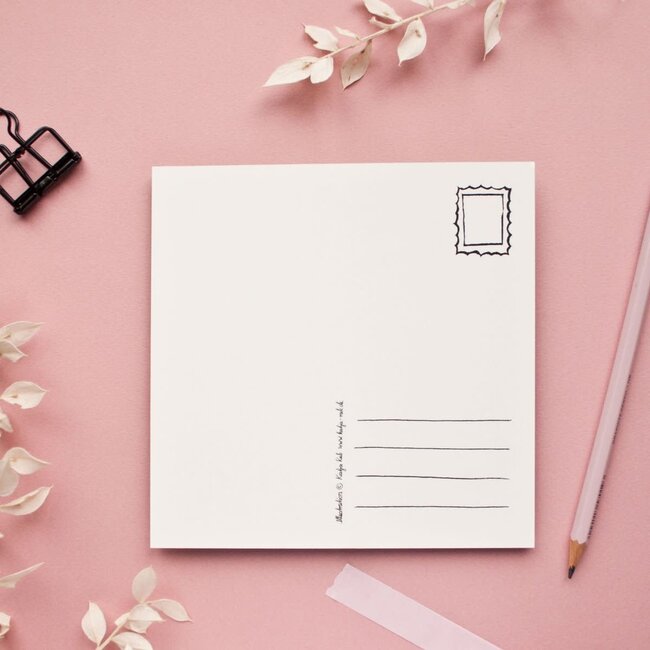 Katja Rub - Opgerolde Kat, Ansichtkaart 14,8 x 14,8 cm