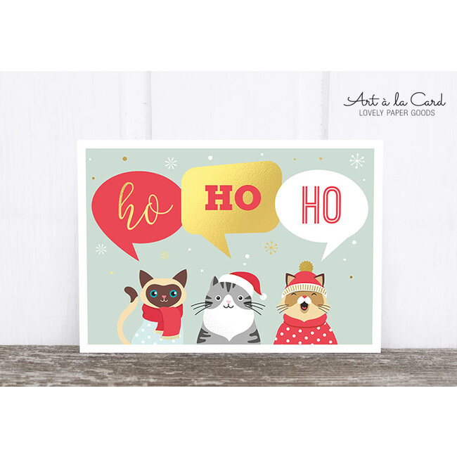 Ho Ho Ho, Cat Trio! - Postcard 14.7 x 10.4 cm