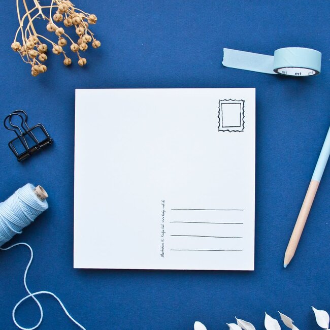 Katja Rub - Black Cat by the Window, Postcard 14.8 x 14.8 cm