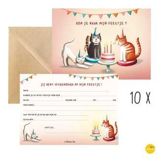 Feest Uitnodigingen - 10  Kaarten met Enveloppe