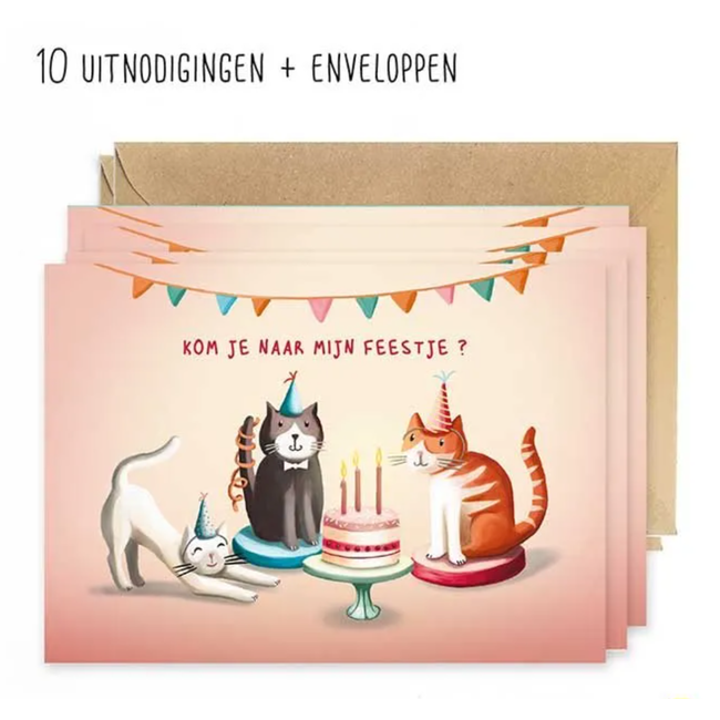 Party Invitations - 10  Cards with Envelope