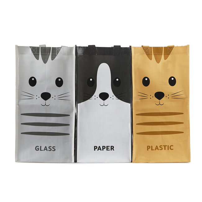 Miauw, Recycling Tassen - Set van 3 Tassen