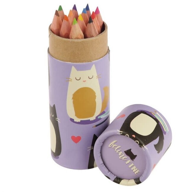 Puckator Feline Fine Cat - 12 Colouring Pencils in Pencil Case