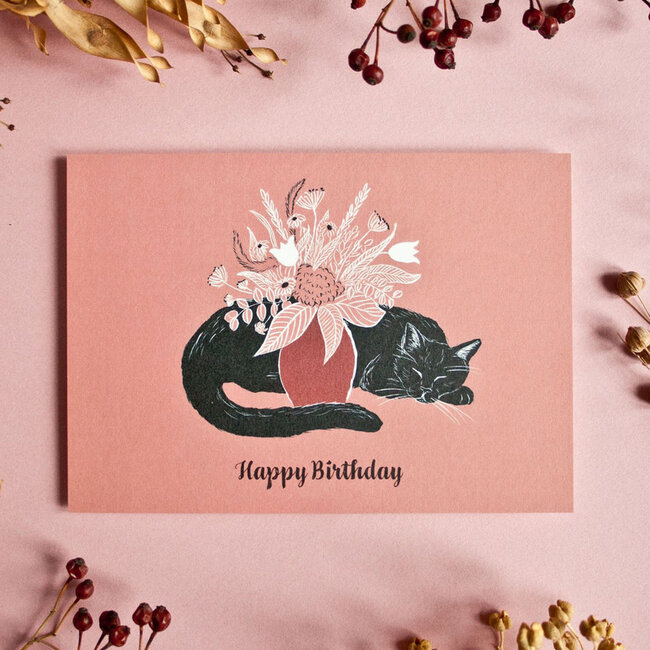 Katja Rub - Happy Birthday Cat, Ansichtkaart 10,5 x 14,8 cm
