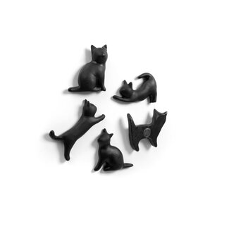 Refridgerator Magnets - Meow Black Cats, 5 pcs