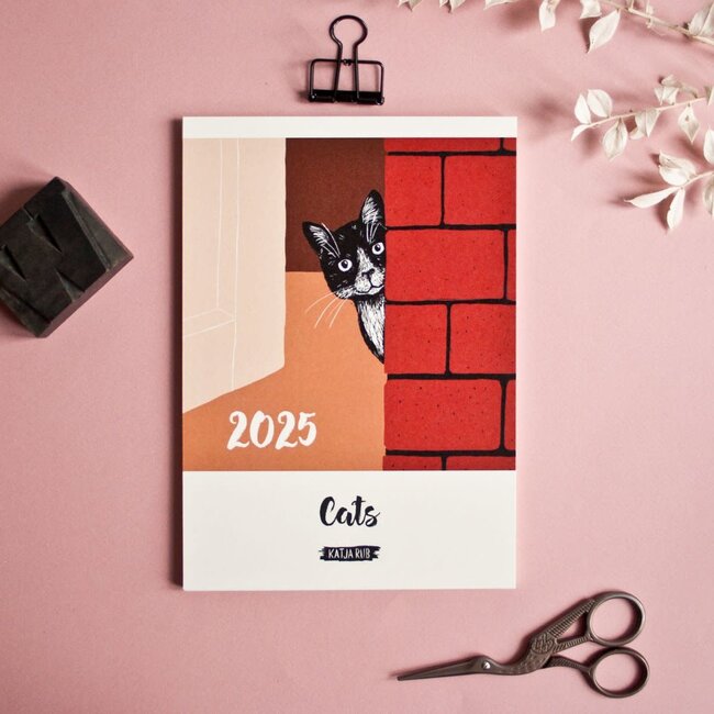 Katja Rub - Cat Calendar 2025, A5 format, English
